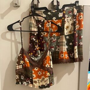 Patchwork Floral Cami and Skirt Set